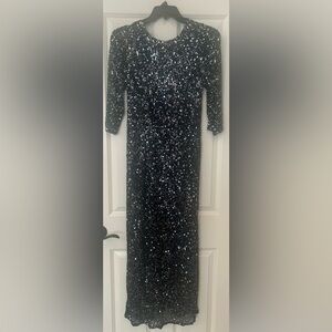 Pisarro Nights Midnight Sequin 3/4 Sleeve Gown
